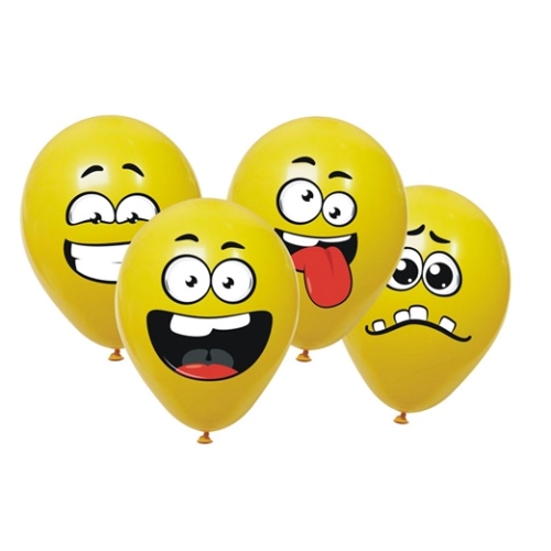 Balony lateksowe kolorowe buźki 6 sztuk + naklejki